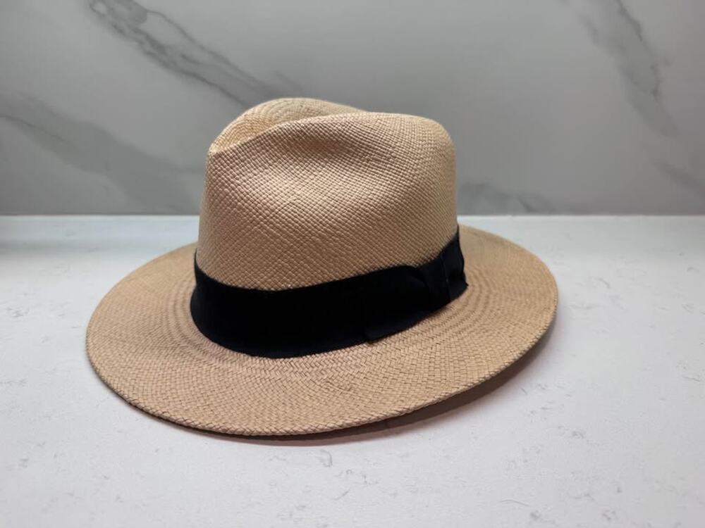 The J. Peterman Co. Authentic Panama Hat Fedora Natural Straw Equator Medium